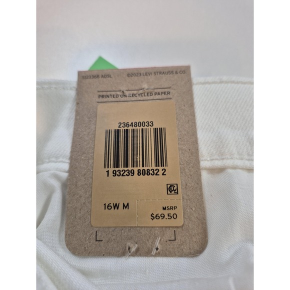Levis Classic Straight Jeans Womens 16W White Mid Rise Stellar Stretch Denim - Picture 7 of 16